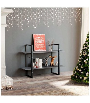 vidaXL 2-Tier Book Cabinet Grey 100x30x70 cm Solid Pine Wood