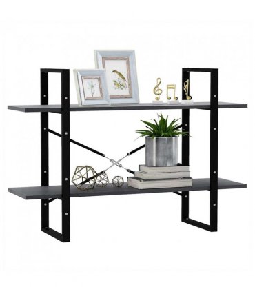 vidaXL 2-Tier Book Cabinet Grey 100x30x70 cm Solid Pine Wood