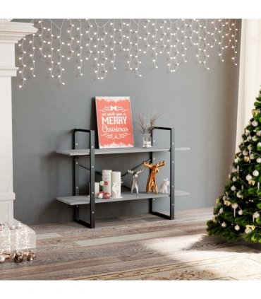 vidaXL 2-Tier Book Cabinet Concrete Grey 100x30x70 cm Engineered Wood