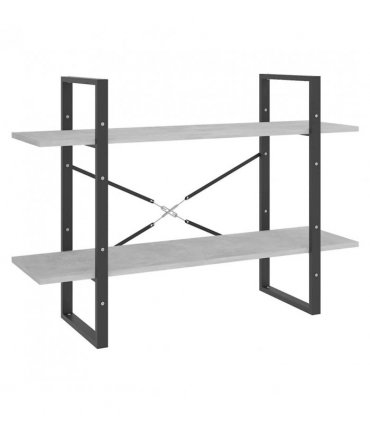 vidaXL 2-Tier Book Cabinet Concrete Grey 100x30x70 cm Engineered Wood