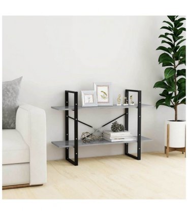 vidaXL 2-Tier Book Cabinet Concrete Grey 100x30x70 cm Engineered Wood