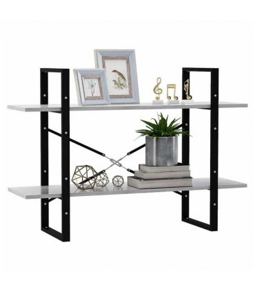 vidaXL 2-Tier Book Cabinet Concrete Grey 100x30x70 cm Engineered Wood
