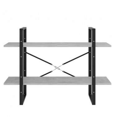 vidaXL 2-Tier Book Cabinet Concrete Grey 100x30x70 cm Engineered Wood