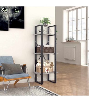 vidaXL 3-Tier Book Cabinet Concrete Grey 40x30x105 cm Engineered Wood