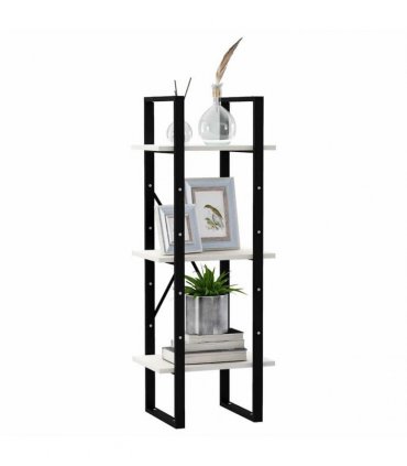 vidaXL 3-Tier Book Cabinet White 40x30x105 cm Solid Pinewood