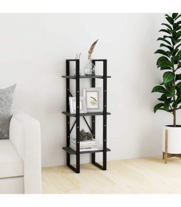 vidaXL 3-Tier Book Cabinet Grey 40x30x105 cm Solid Pinewood