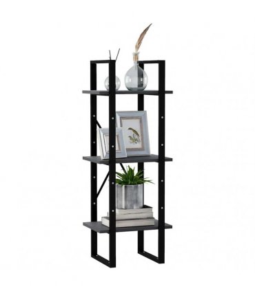 vidaXL 3-Tier Book Cabinet Grey 40x30x105 cm Solid Pinewood