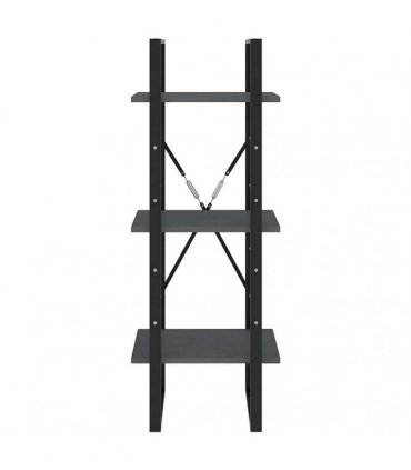 vidaXL 3-Tier Book Cabinet Grey 40x30x105 cm Solid Pinewood