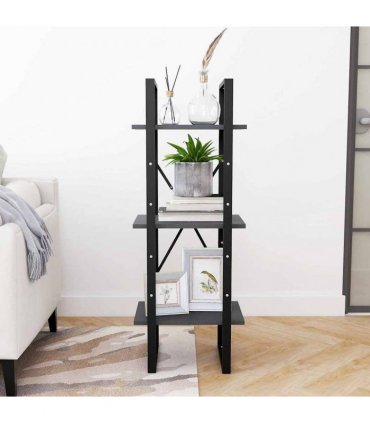 vidaXL 3-Tier Book Cabinet Grey 40x30x105 cm Solid Pinewood