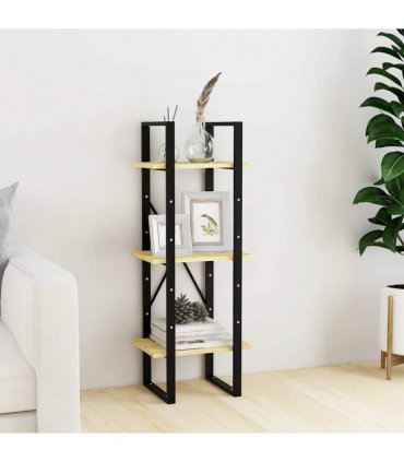 vidaXL 3-Tier Book Cabinet 40x30x105 cm Solid Pinewood — Colour: natural