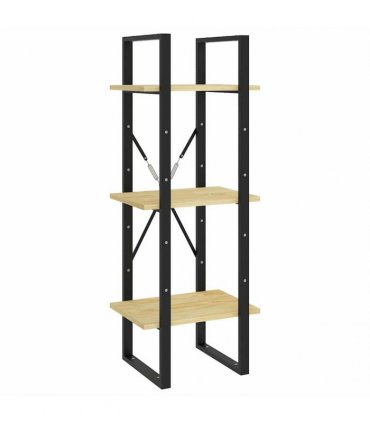 vidaXL 3-Tier Book Cabinet 40x30x105 cm Solid Pinewood — Colour: natural