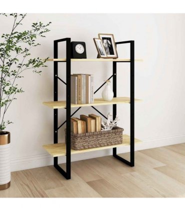 vidaXL 3-Tier Book Cabinet 80x30x105 cm Solid Pine Wood — Colour: natural