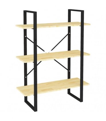 vidaXL 3-Tier Book Cabinet 80x30x105 cm Solid Pine Wood — Colour: natural