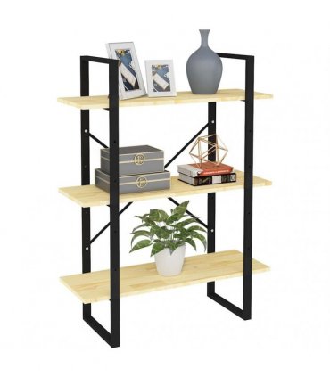 vidaXL 3-Tier Book Cabinet 80x30x105 cm Solid Pine Wood — Colour: natural
