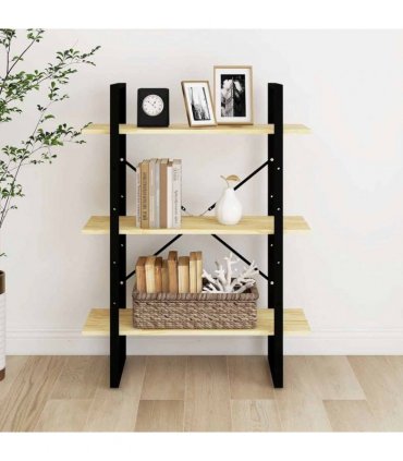 vidaXL 3-Tier Book Cabinet 80x30x105 cm Solid Pine Wood — Colour: natural