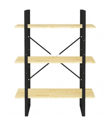 vidaXL 3-Tier Book Cabinet 80x30x105 cm Solid Pine Wood — Colour: natural