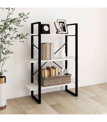 vidaXL 3-Tier Book Cabinet White 80x30x105 cm Solid Pine Wood