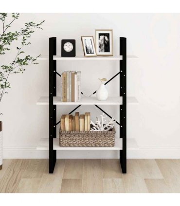 vidaXL 3-Tier Book Cabinet White 80x30x105 cm Solid Pine Wood