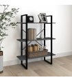 vidaXL 3-Tier Book Cabinet Grey 80x30x105 cm Solid Pine Wood