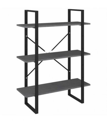 vidaXL 3-Tier Book Cabinet Grey 80x30x105 cm Solid Pine Wood