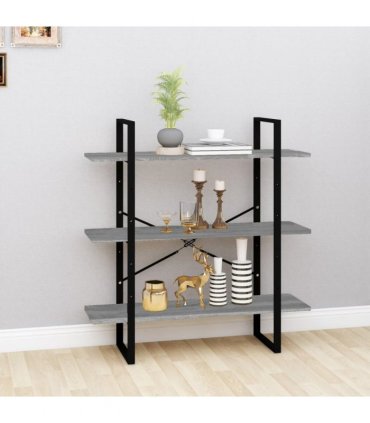 vidaXL Book Cabinet Grey Sonoma 100x30x105 cm Engineered Wood