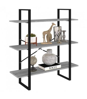 vidaXL Book Cabinet Grey Sonoma 100x30x105 cm Engineered Wood