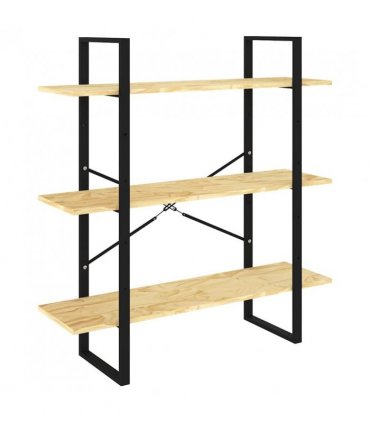 vidaXL 3-Tier Book Cabinet 100x30x105 cm Solid Pine Wood — Colour: natural