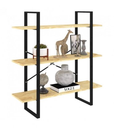 vidaXL 3-Tier Book Cabinet 100x30x105 cm Solid Pine Wood — Colour: natural