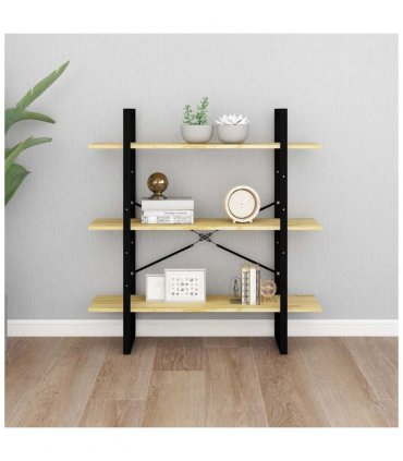vidaXL 3-Tier Book Cabinet 100x30x105 cm Solid Pine Wood — Colour: natural
