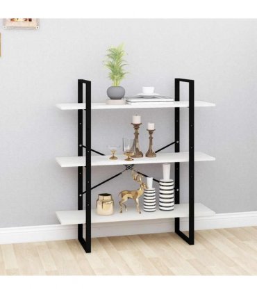 vidaXL 3-Tier Book Cabinet White 100x30x105 cm Solid Pine Wood