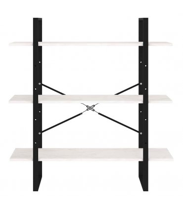 vidaXL 3-Tier Book Cabinet White 100x30x105 cm Solid Pine Wood