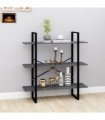 vidaXL 3-Tier Book Cabinet Grey 100x30x105 cm Solid Pine Wood