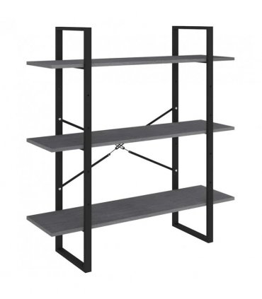 vidaXL 3-Tier Book Cabinet Grey 100x30x105 cm Solid Pine Wood