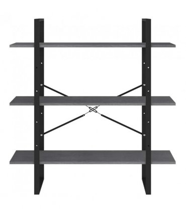 vidaXL 3-Tier Book Cabinet Grey 100x30x105 cm Solid Pine Wood