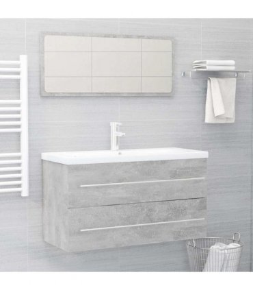 vidaXL Bathroom Furniture Set | Concrete grey | Engineered wood | Medium