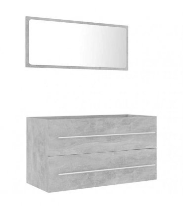 vidaXL Bathroom Furniture Set | Concrete grey | Engineered wood | Medium
