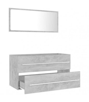 vidaXL Bathroom Furniture Set | Concrete grey | Engineered wood | Medium