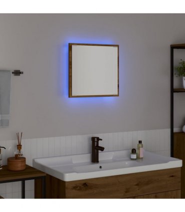 vidaXL LED Bathroom Mirror Wall-mounted Artisan Oak 40 x 37 x 8.5 cm