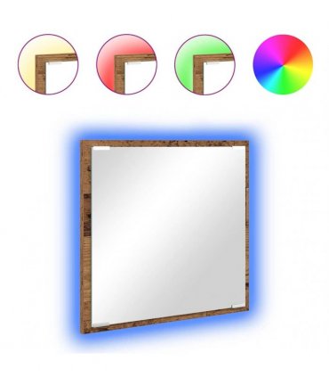 vidaXL LED Bathroom Mirror Old Wood 40 x 37 x 8.5 cm Engineered Wood