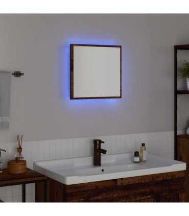 vidaXL LED Bathroom Mirror Old Wood 40 x 37 x 8.5 cm Engineered Wood