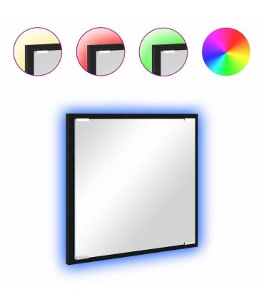 vidaXL LED Bathroom Mirror Black Oak 40 x 37 x 8.5 cm Engineered Wood