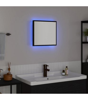 vidaXL LED Bathroom Mirror Black Oak 40 x 37 x 8.5 cm Engineered Wood