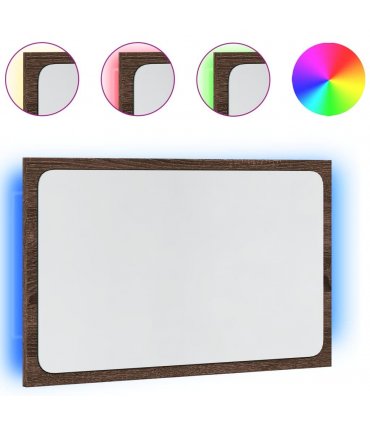 vidaXL LED Bathroom Mirror Brown Oak 60x8.5x38 cm Engineered Wood