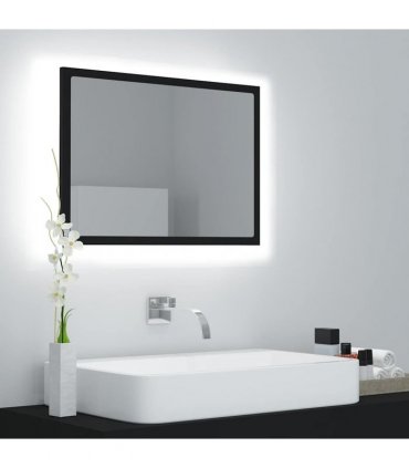 vidaXL LED Bathroom Mirror Black 60x8.5x37 cm Acrylic