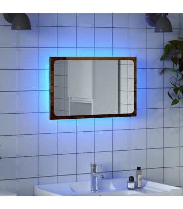 vidaXL Bathroom Mirror with LED Light Old Wood 60x8.5x38 cm