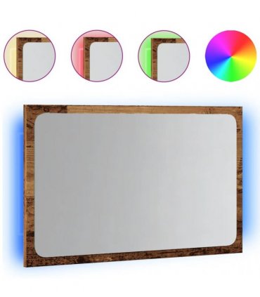 vidaXL Bathroom Mirror with LED Light Old Wood 60x8.5x38 cm