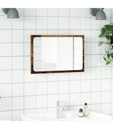 vidaXL Bathroom Mirror with LED Light Old Wood 60x8.5x38 cm