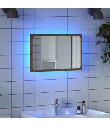 vidaXL Bathroom Mirror with LED Light Artisan Oak 60x8.5x38 cm