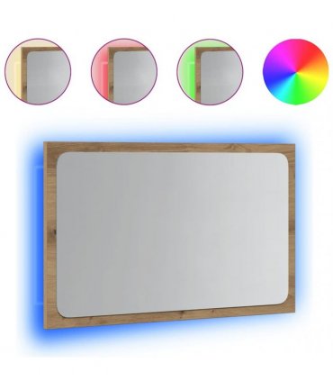 vidaXL Bathroom Mirror with LED Light Artisan Oak 60x8.5x38 cm