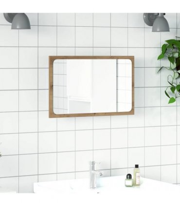 vidaXL Bathroom Mirror with LED Light Artisan Oak 60x8.5x38 cm